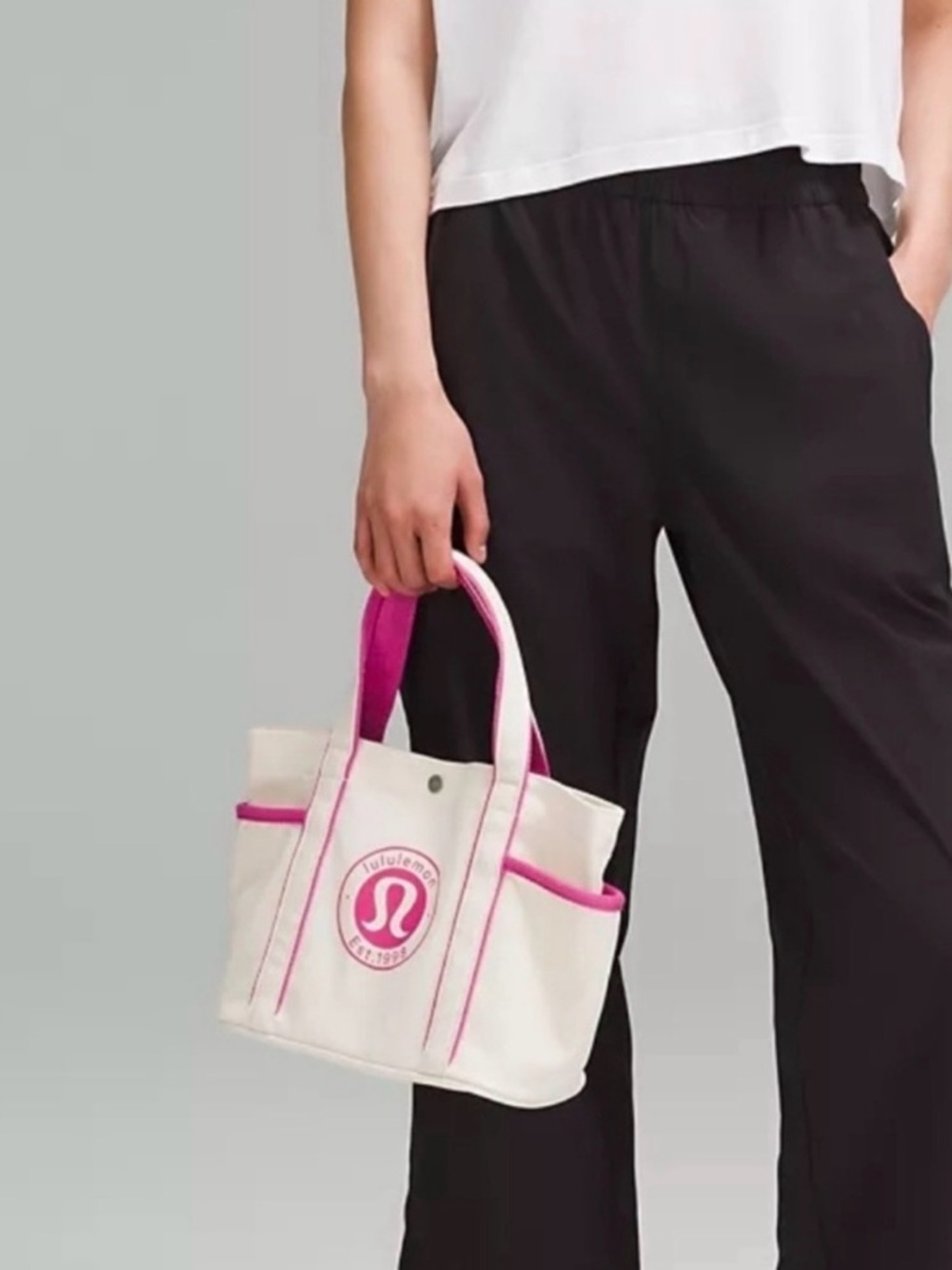 Lululemon Daily Multi-Pocket Mini Canvas Tote Bag 6.5L (Natural/Pow Pink Tone) - Picture 8 of 8